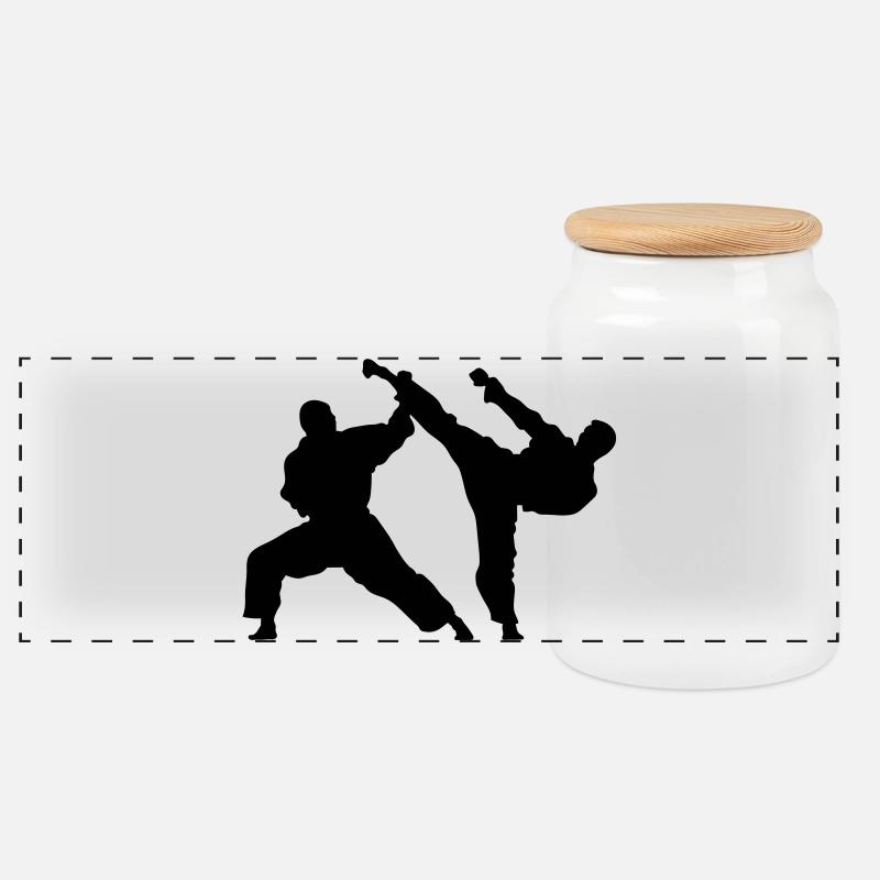 Karate - Panorama Keksdose mit Holzdeckel - Weiß