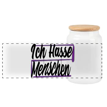 Ich hasse Menschen - Panorama Keksdose mit Holzdeckel - Weiß - Vorne