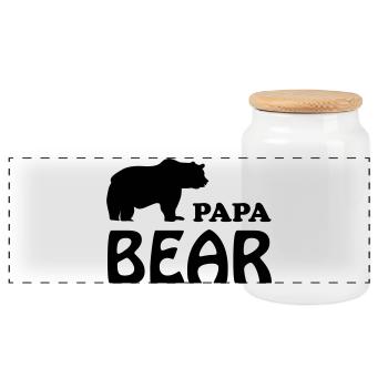 papa bear daddy dad - Panoramic Cookie Jar with Wooden Lid - white - Front