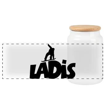 Ladis Snowboard Snowboarding - Panorama Keksdose mit Holzdeckel - Weiß - Vorne