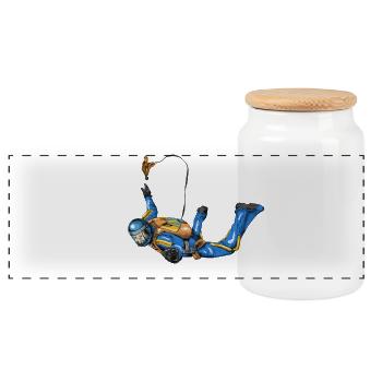 skydiver - Panoramic Cookie Jar with Wooden Lid - white - Front