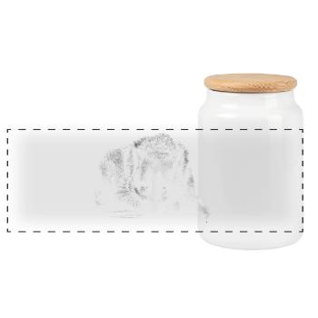 Wolf - Panoramic Cookie Jar with Wooden Lid - white - Front