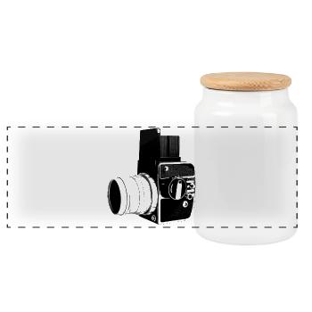Ancien appareil photo - Boîte à biscuits avec couvercle en bois - blanc - Devant