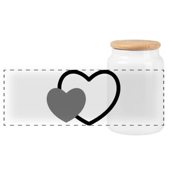 Heart in the heart I 2 hearts love gift - Panoramic Cookie Jar with Wooden Lid - white - Front