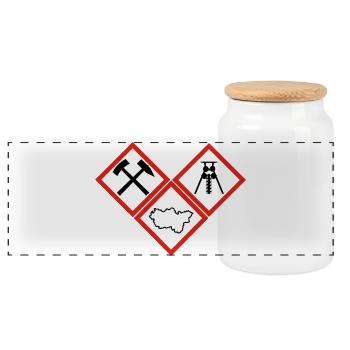 DANGER RUHRPOTT - Panoramic Cookie Jar with Wooden Lid - white - Front