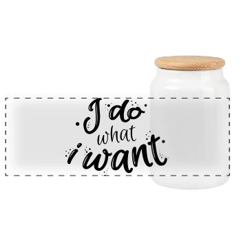 I do what I want - Boîte à biscuits avec couvercle en bois - blanc - Devant