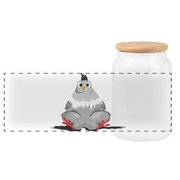 dicke Taube lustig Symbol Huhn Comic Hühner icon - Panorama Keksdose mit Holzdeckel - Weiß - Vorne