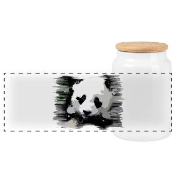 Panda - Panoramic Cookie Jar with Wooden Lid - white - Front