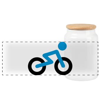 Bicycle - Panoramic Cookie Jar with Wooden Lid - white - Front