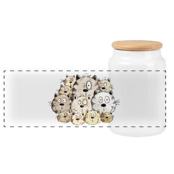 Chats drôles I chaton chat cadeau me manque - Boîte à biscuits avec couvercle en bois - blanc - Devant