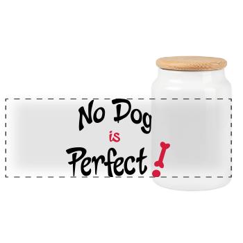 funny dog - Panoramic Cookie Jar with Wooden Lid - white - Front