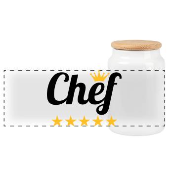 Chef - Boîte à biscuits avec couvercle en bois - blanc - Devant