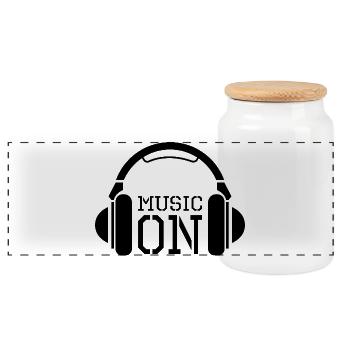 Headphones Icon Music Beats Dj Graphic Team icon - Panoramic Cookie Jar with Wooden Lid - white - Front