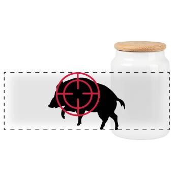 boar - Panoramic Cookie Jar with Wooden Lid - white - Front