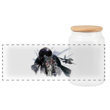Fighter pilot - Panorama Keksdose mit Holzdeckel - Weiß - Vorne