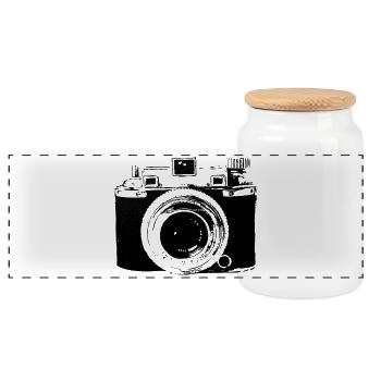 kamera fotografie fotograf - Panorama Keksdose mit Holzdeckel - Weiß - Vorne