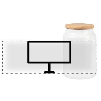 PC Monitor Icon – For Office, Gamers & Nerds - Panoramic Cookie Jar with Wooden Lid - white - Front