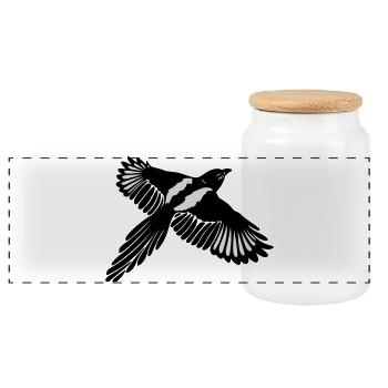 Elster Magpie - Panorama Keksdose mit Holzdeckel - Weiß - Vorne