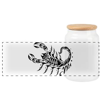 Großer Skorpion im Tribal & Tattoo Style - Panorama Keksdose mit Holzdeckel - Weiß - Vorne