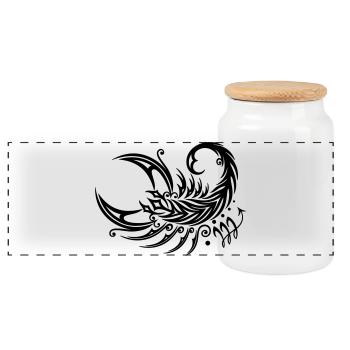 Großer Skorpion im Tribal & Tattoo Style - Panorama Keksdose mit Holzdeckel - Weiß - Vorne