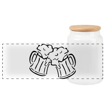 beer - Panoramic Cookie Jar with Wooden Lid - white - Front