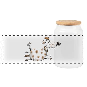 Funny brown spotted dog cartoon - Gift - Dogs - Panoramic Cookie Jar with Wooden Lid - white - Front