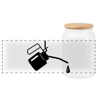 Oil jug with a drop of oil - Panoramic Cookie Jar with Wooden Lid - white - Front