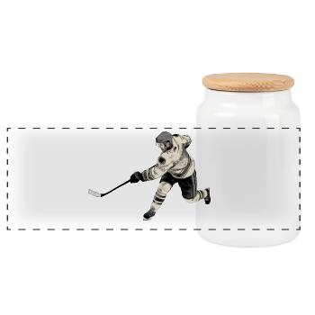 ice Hockey - Panoramic Cookie Jar with Wooden Lid - white - Front