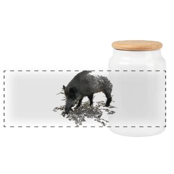 Wildschwein - Panorama Keksdose mit Holzdeckel - Weiß - Vorne