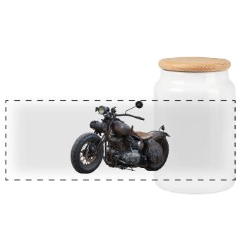 Motorrad - Panorama Keksdose mit Holzdeckel - Weiß - Vorne