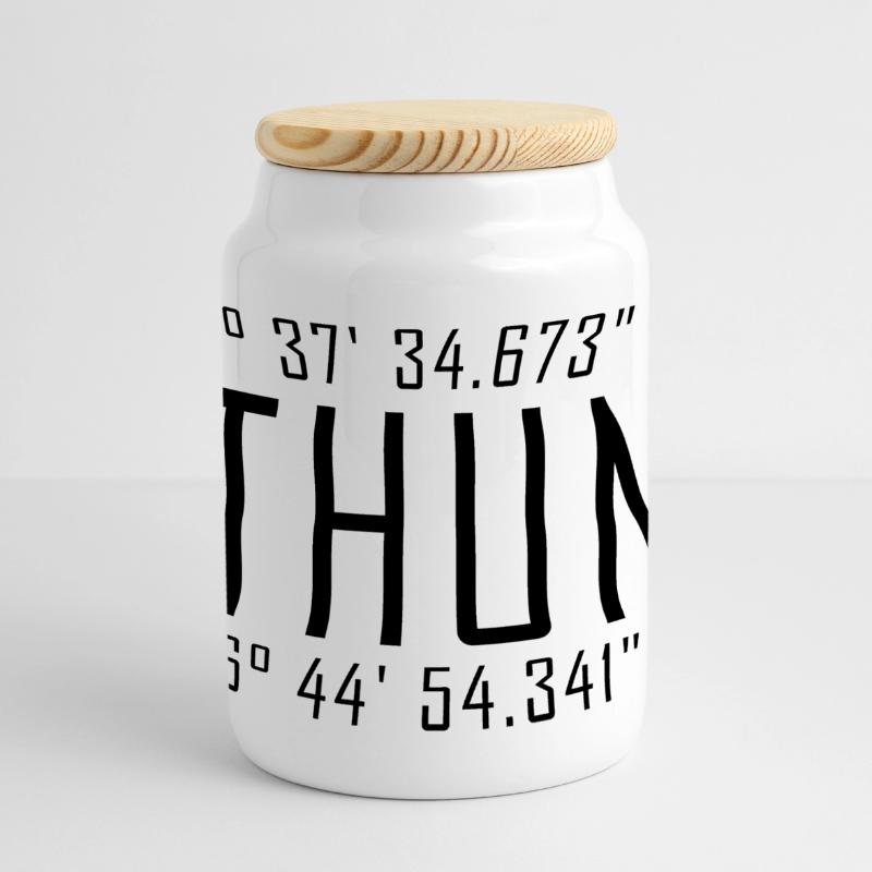 Thun Coordinates – Typography with Local Reference Besch Panoramic Cookie Jar with Wooden Lid