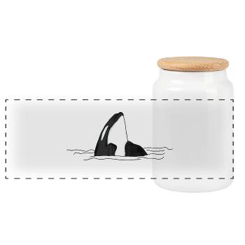 Orca - Boîte à biscuits avec couvercle en bois - blanc - Devant