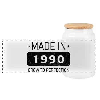 Made in 1990 – Vintage Style - Panorama Keksdose mit Holzdeckel - Weiß - Vorne