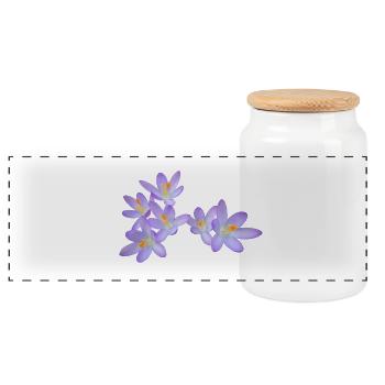 Purple spring flowers (crocus) - Panoramic Cookie Jar with Wooden Lid - white - Front