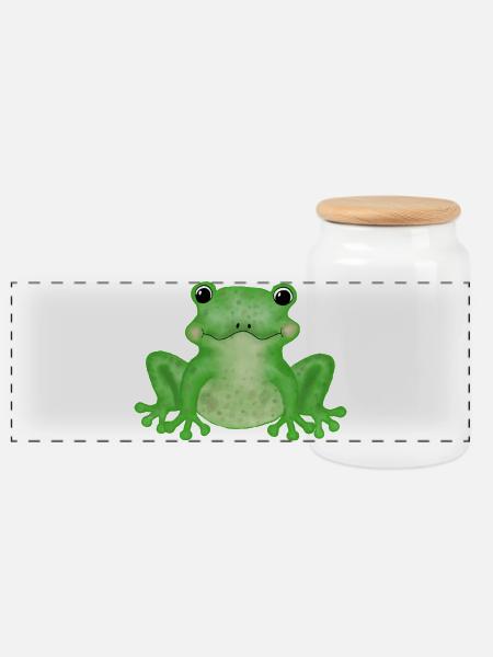Frosch - Panorama Keksdose mit Holzdeckel - Weiß