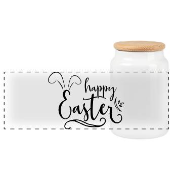 Joyeuses Pâques - Boîte à biscuits avec couvercle en bois - blanc - Devant