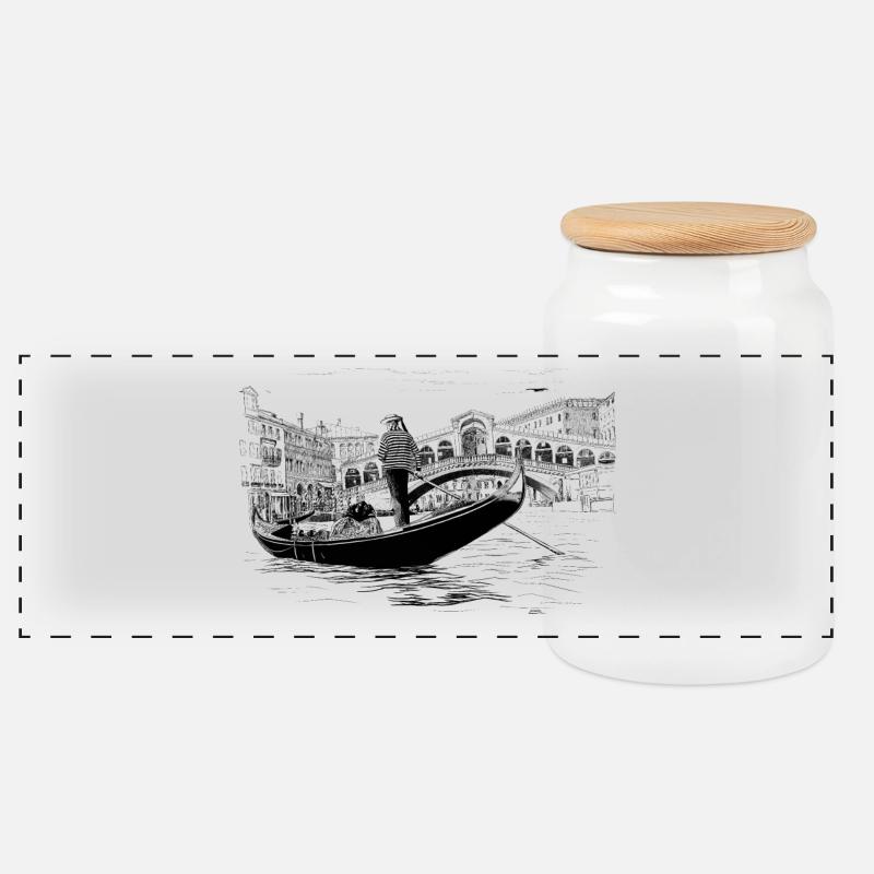 Venise - Boîte à biscuits avec couvercle en bois - blanc