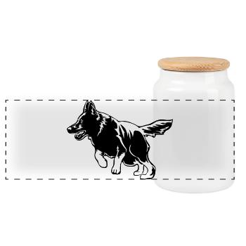 Chien de berger allemand - Boîte à biscuits avec couvercle en bois - blanc - Devant