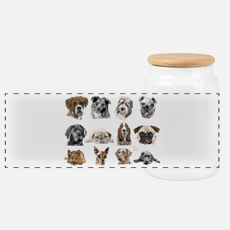 dogs - Panorama Keksdose mit Holzdeckel - Weiß