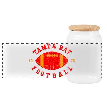 Tampa Bay Football Emblem 75 - Panorama Keksdose mit Holzdeckel - Weiß - Vorne