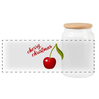 noël cerise - Boîte à biscuits avec couvercle en bois - blanc - Devant
