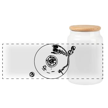 Record player - Panoramic Cookie Jar with Wooden Lid - white - Front