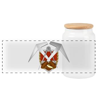 Handwerk Dachdecker Emblem - Panorama Keksdose mit Holzdeckel - Weiß - Vorne