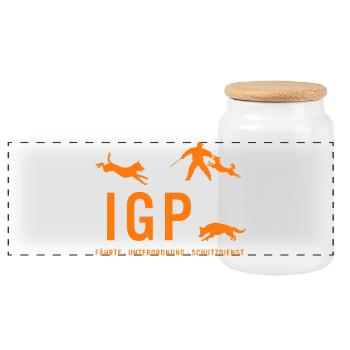 IGP Hundesport - ORANGE - Panorama Keksdose mit Holzdeckel - Weiß - Vorne