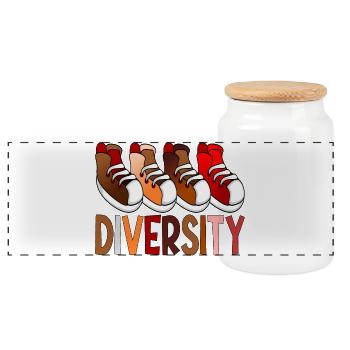 Diversity Sneakers - Sport - Panorama Keksdose mit Holzdeckel - Weiß - Vorne