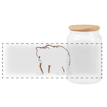 Bear - Panoramic Cookie Jar with Wooden Lid - white - Front