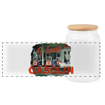 I love Gasolin - Panoramic Cookie Jar with Wooden Lid - white - Front