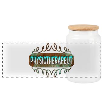 Physiotherapeut - Panorama Keksdose mit Holzdeckel - Weiß - Vorne