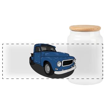 Duet Blue - Panoramic Cookie Jar with Wooden Lid - white - Front