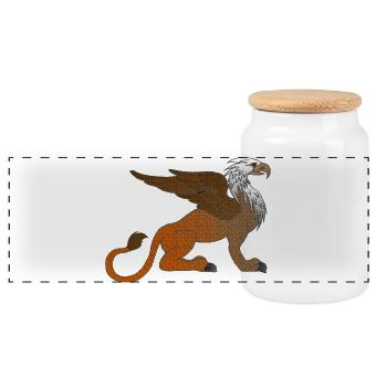 coole fantasiekleidung, Löwenwesen, märchenfigur - Panorama Keksdose mit Holzdeckel - Weiß - Vorne